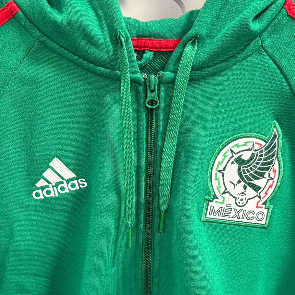adidas Green Zip-Up Sweater with Red Stripes - Picture 2 of 5